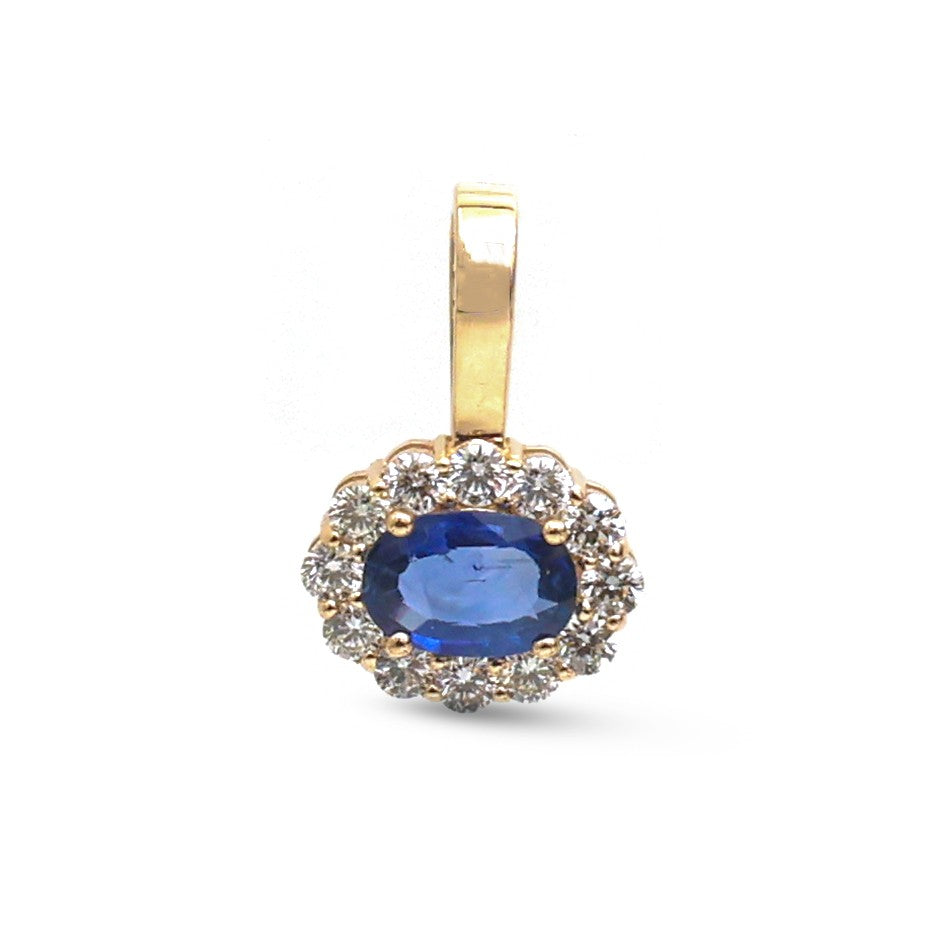 Blue Sapphire Diamond Pendant