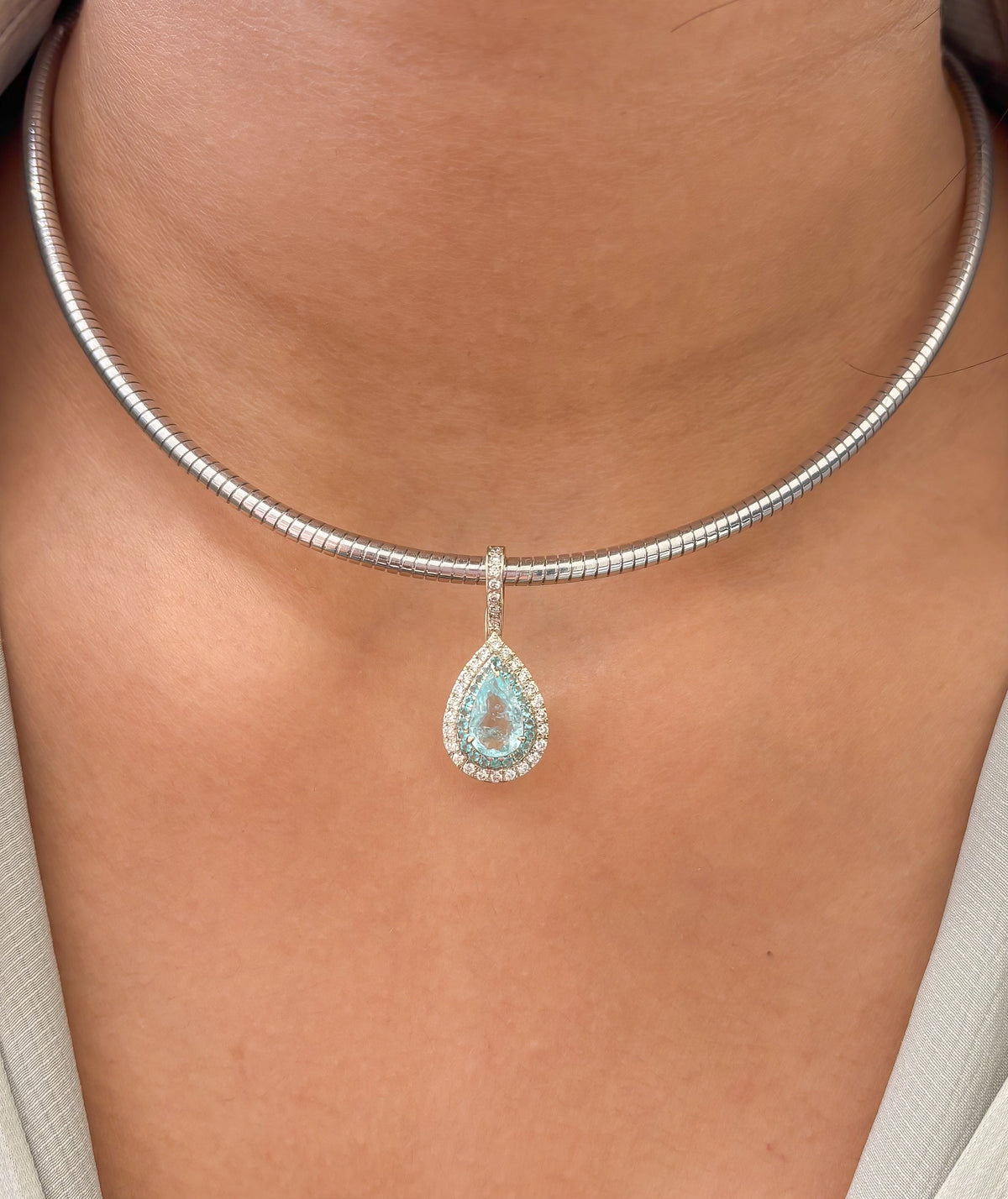 Paraiba Tourmaline Diamond Pendant