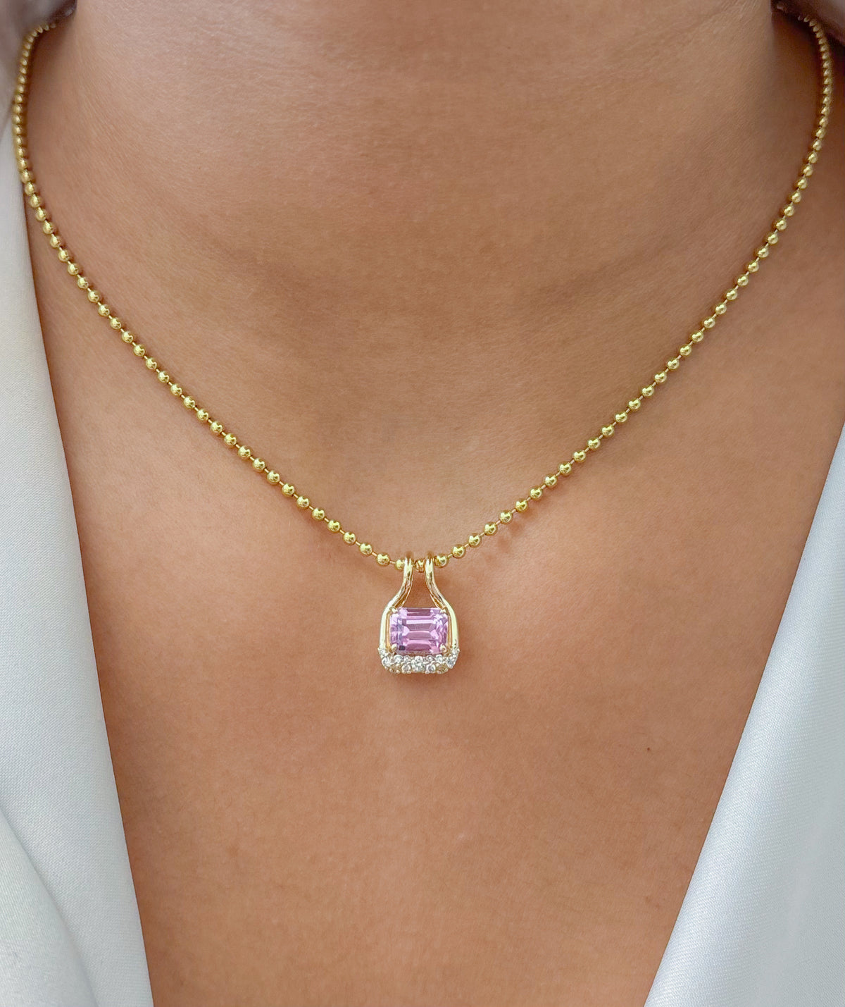 Kunzite Diamond Pendant