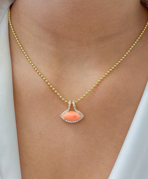 Coral Diamond Pendant