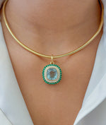 Tourmaline Mix Emerald Diamond Pendant