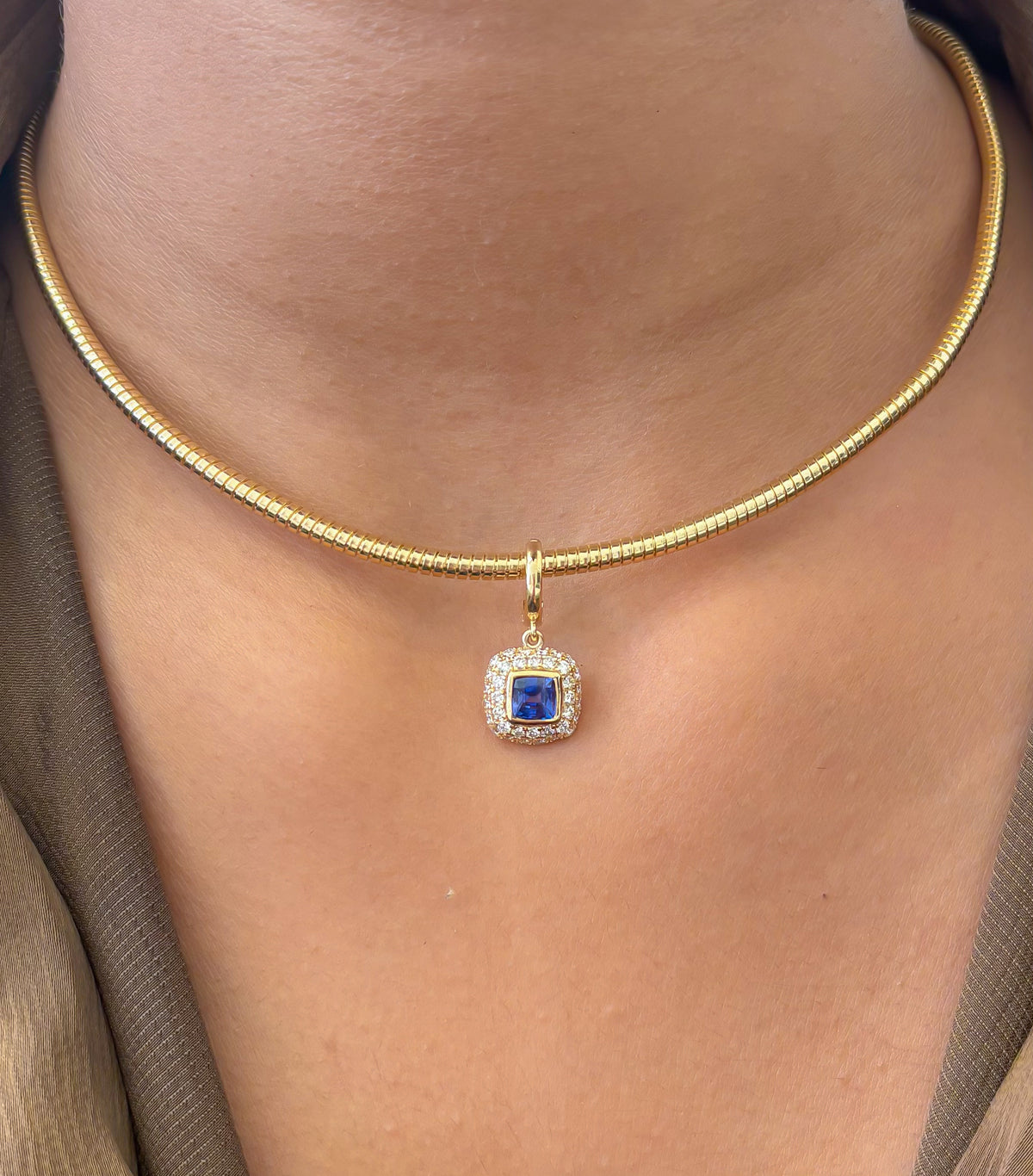 Blue Sapphire Diamond Pendant