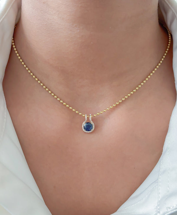 Blue Sapphire Diamond Pendant
