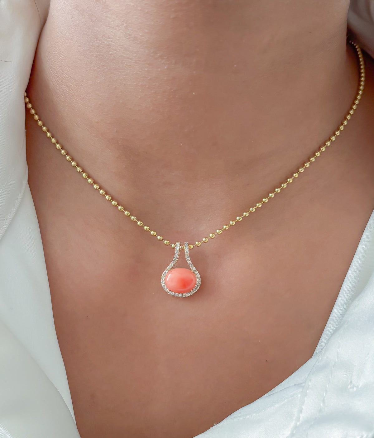 Coral Diamond Pendant