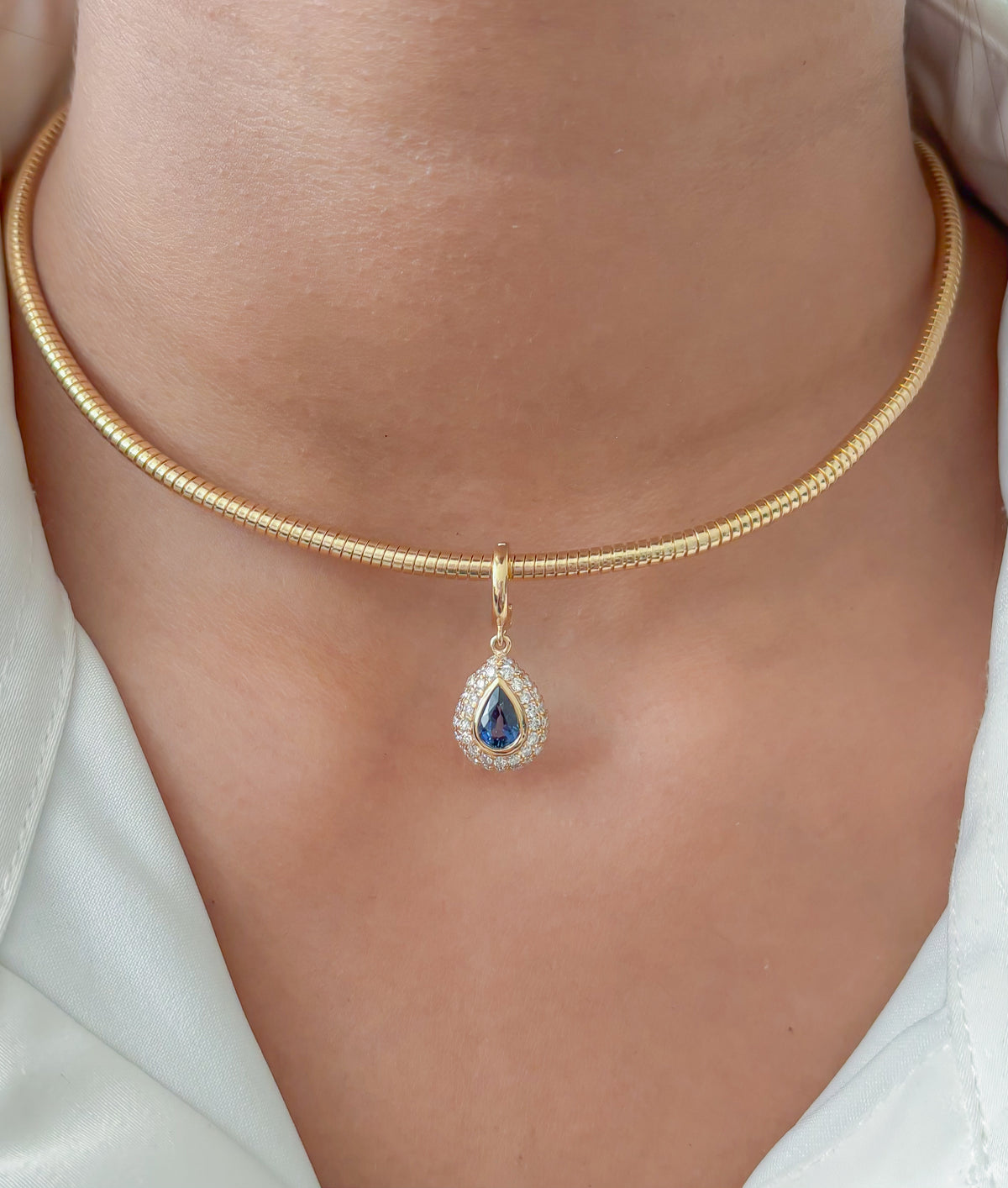 Blue Sapphire Diamond Pendant