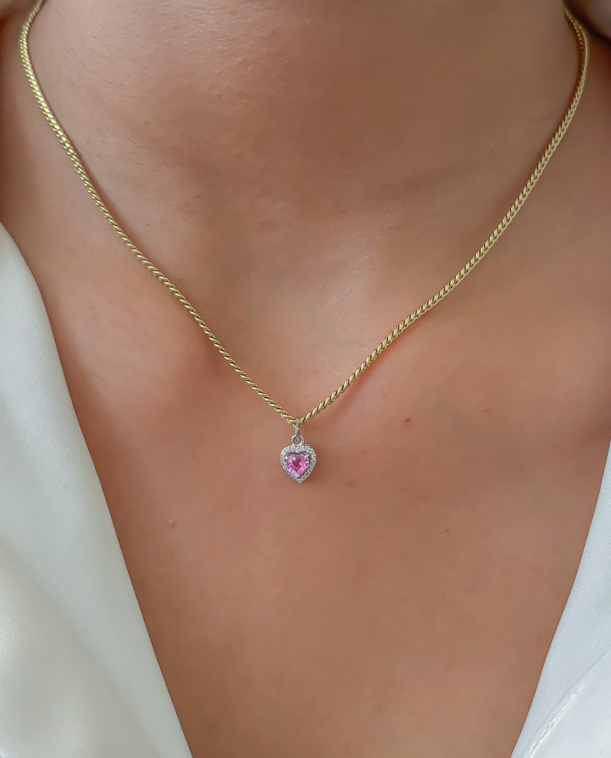 Pink Sapphire Diamond Pendant