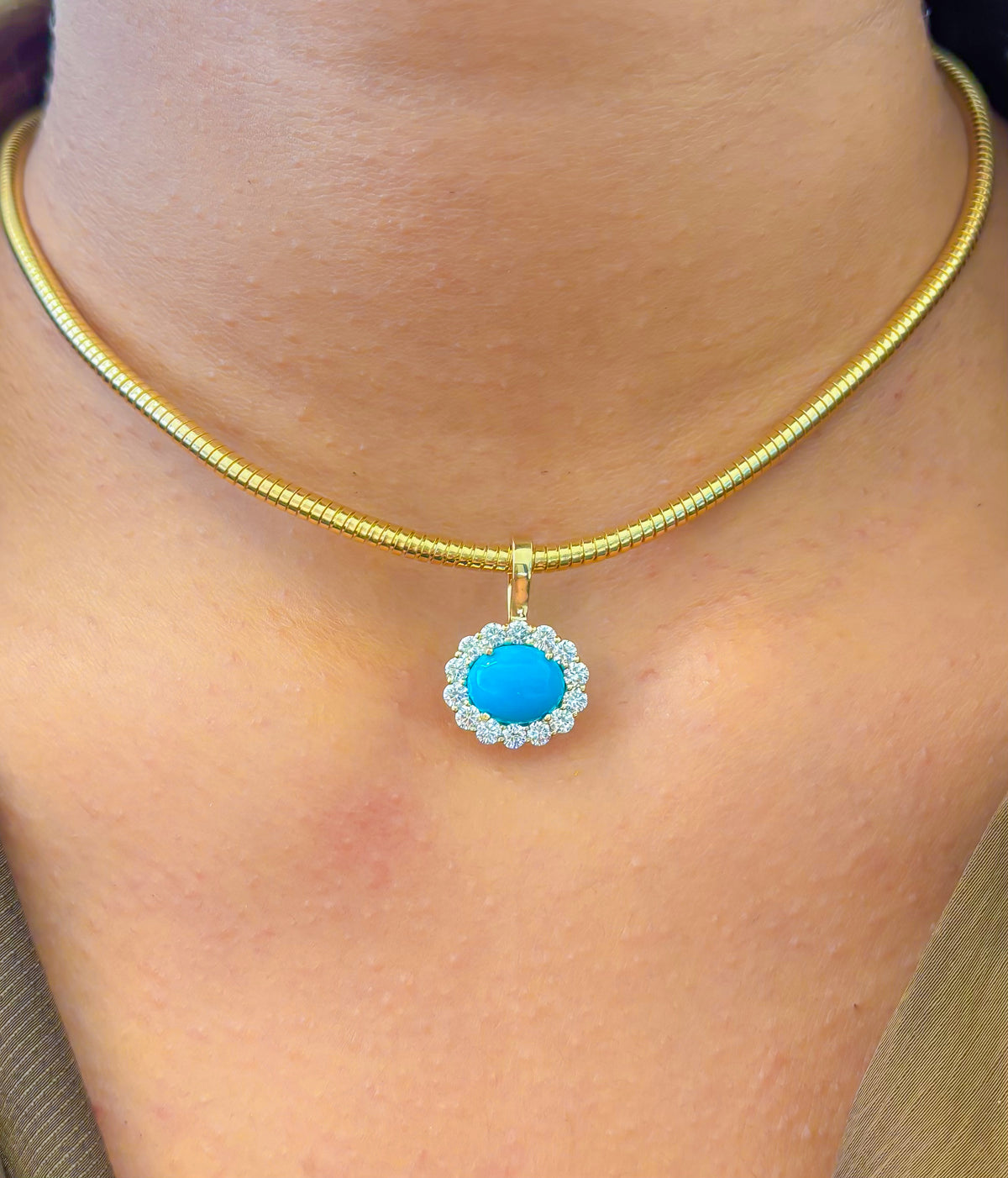Turquoise Diamond Pendant