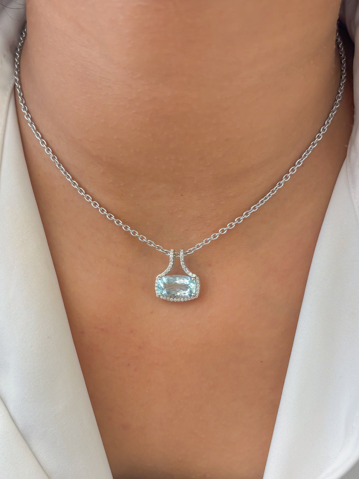 Aquamarine Diamond Pendant