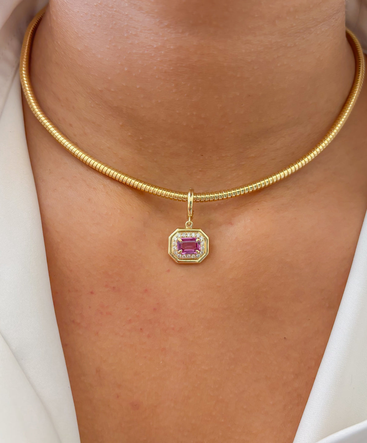 Pink Sapphire Diamond Pendant