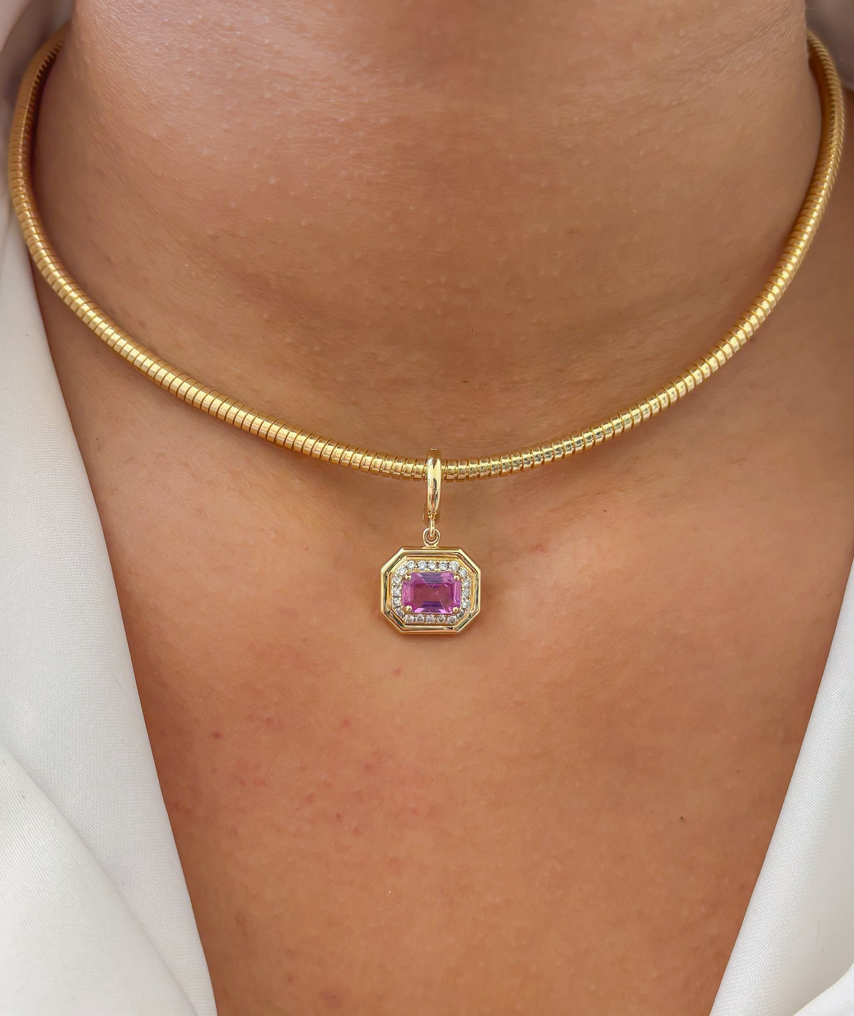 Pink Sapphire Diamond Pendant