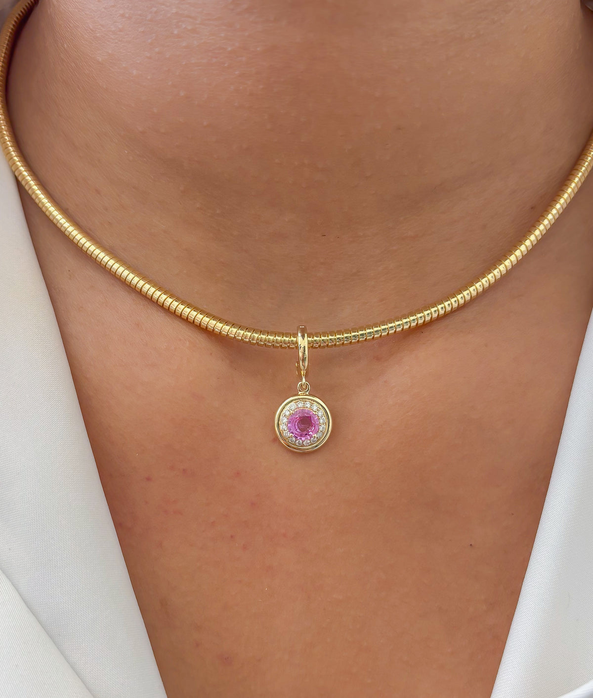 Pink Sapphire Diamond Pendant