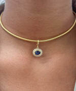 Blue Sapphire Diamond Pendant