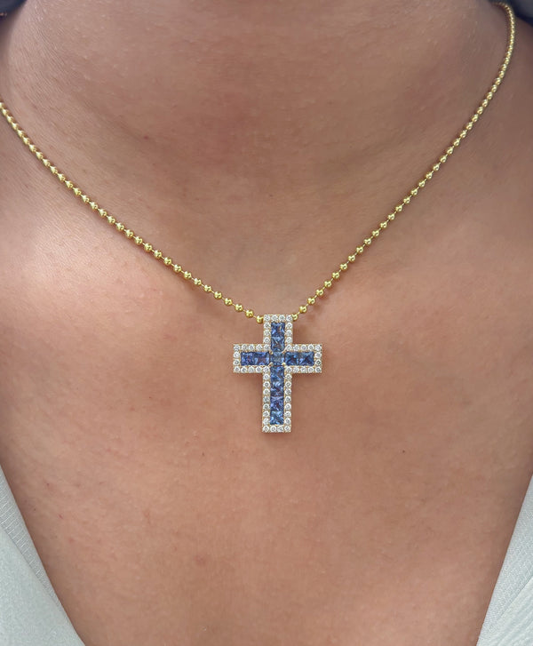Blue Sapphire Diamond Pendant