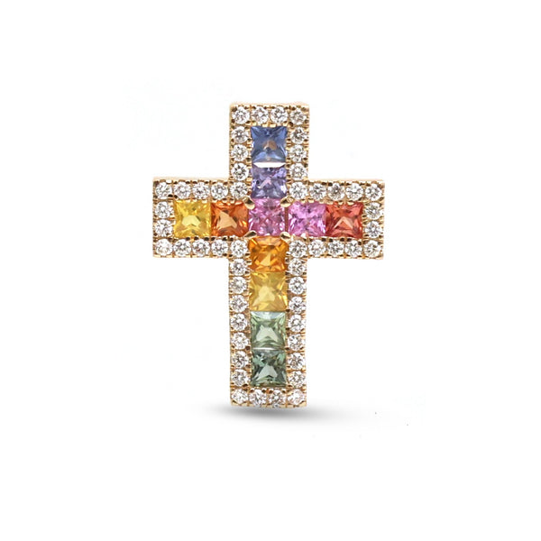 Rainbow Sapphire Diamond Pendant
