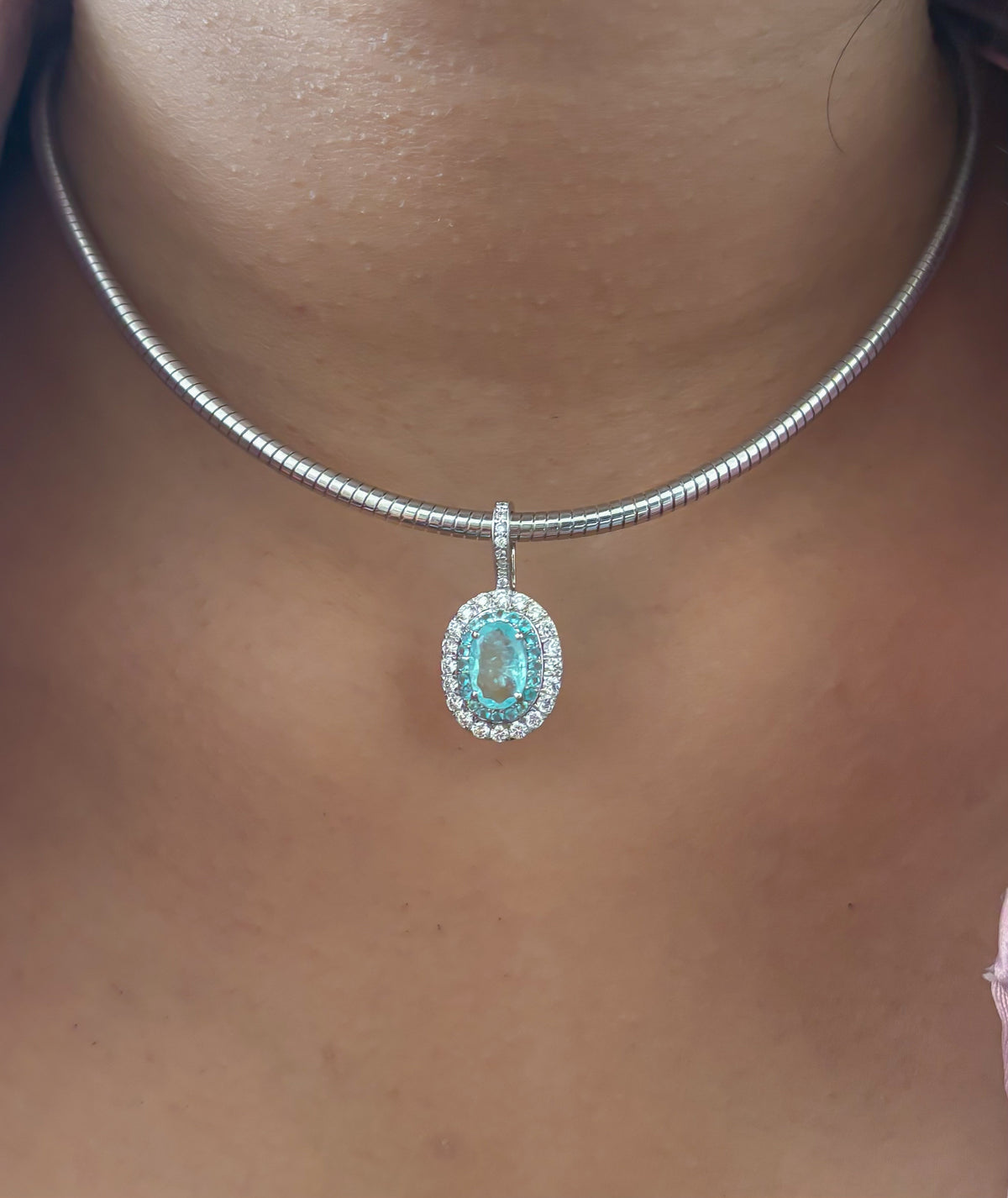 Paraiba Tourmaline Diamond Pendant