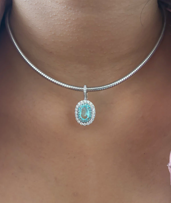 Paraiba Tourmaline Diamond Pendant