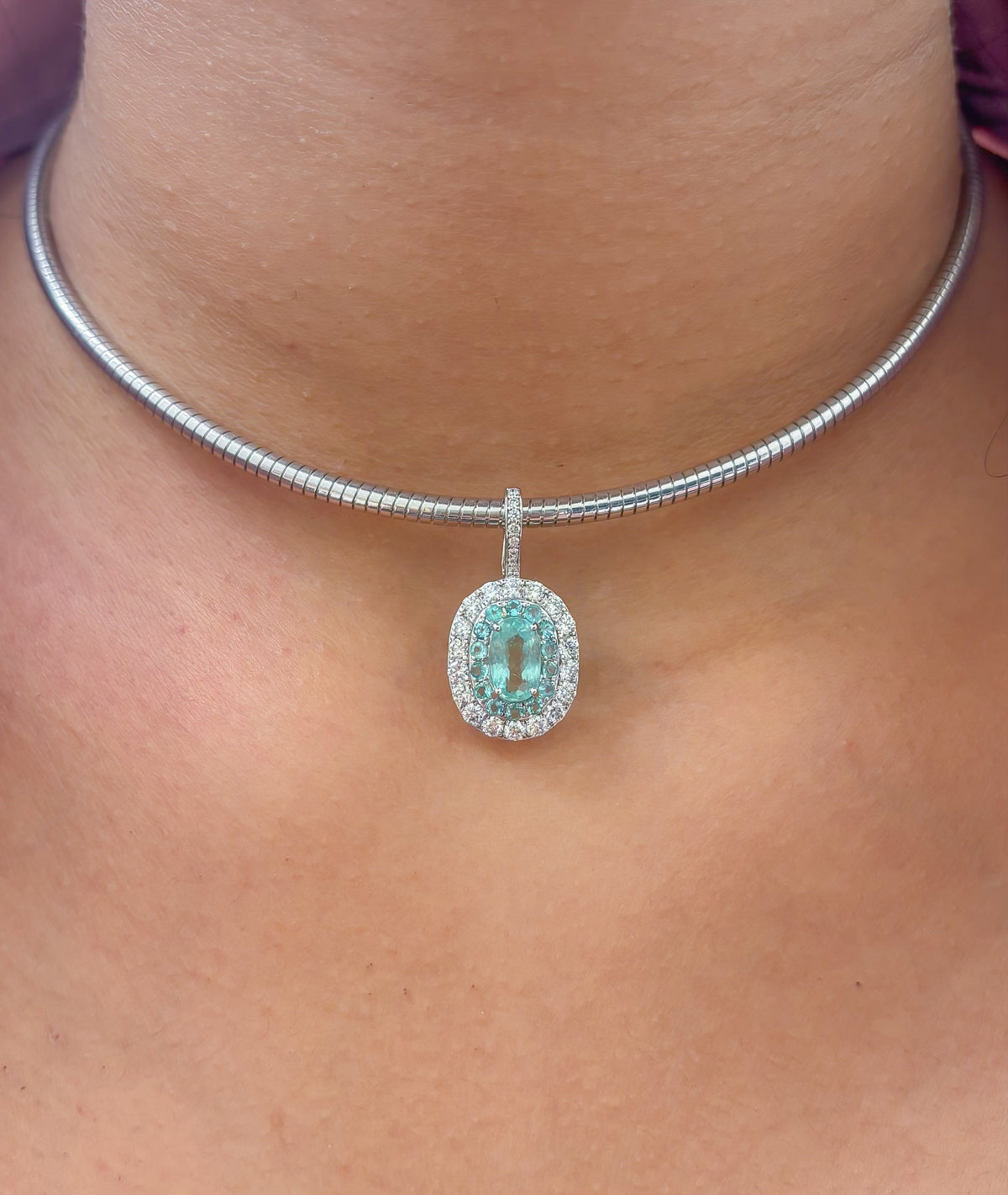 Paraiba Tourmaline Diamond Pendant