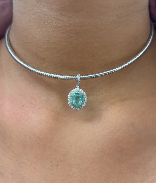Paraiba Tourmaline Diamond Pendant