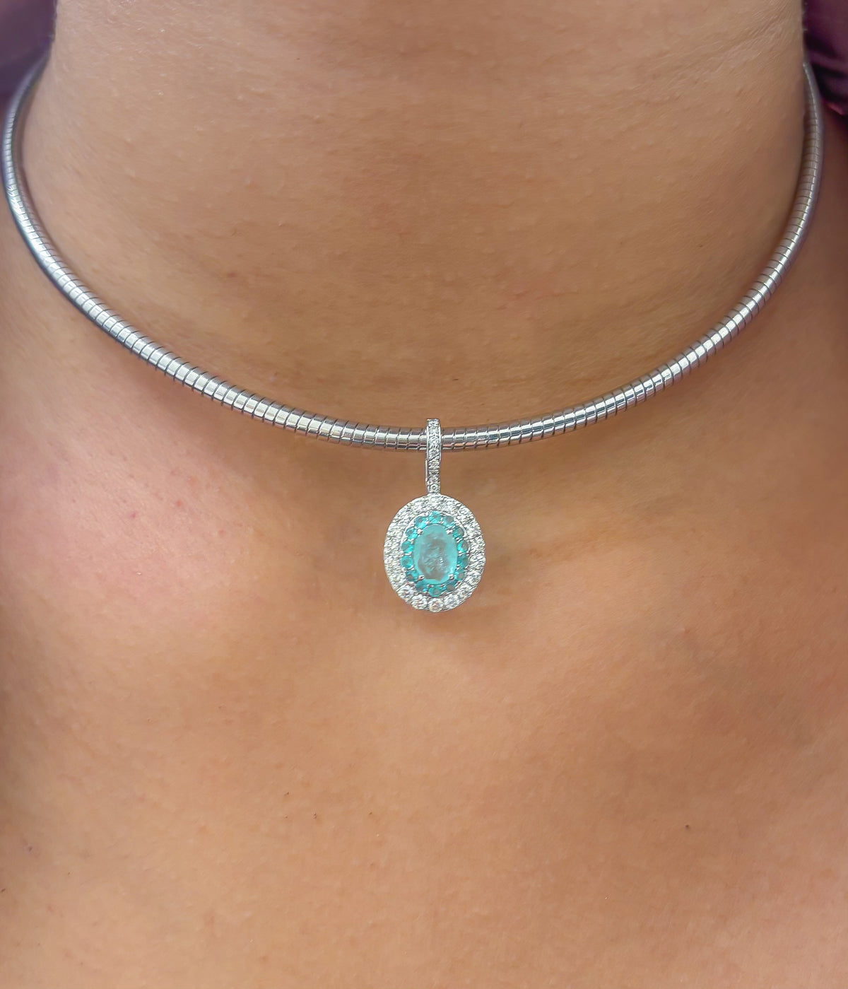 Paraiba Tourmaline Diamond Pendant