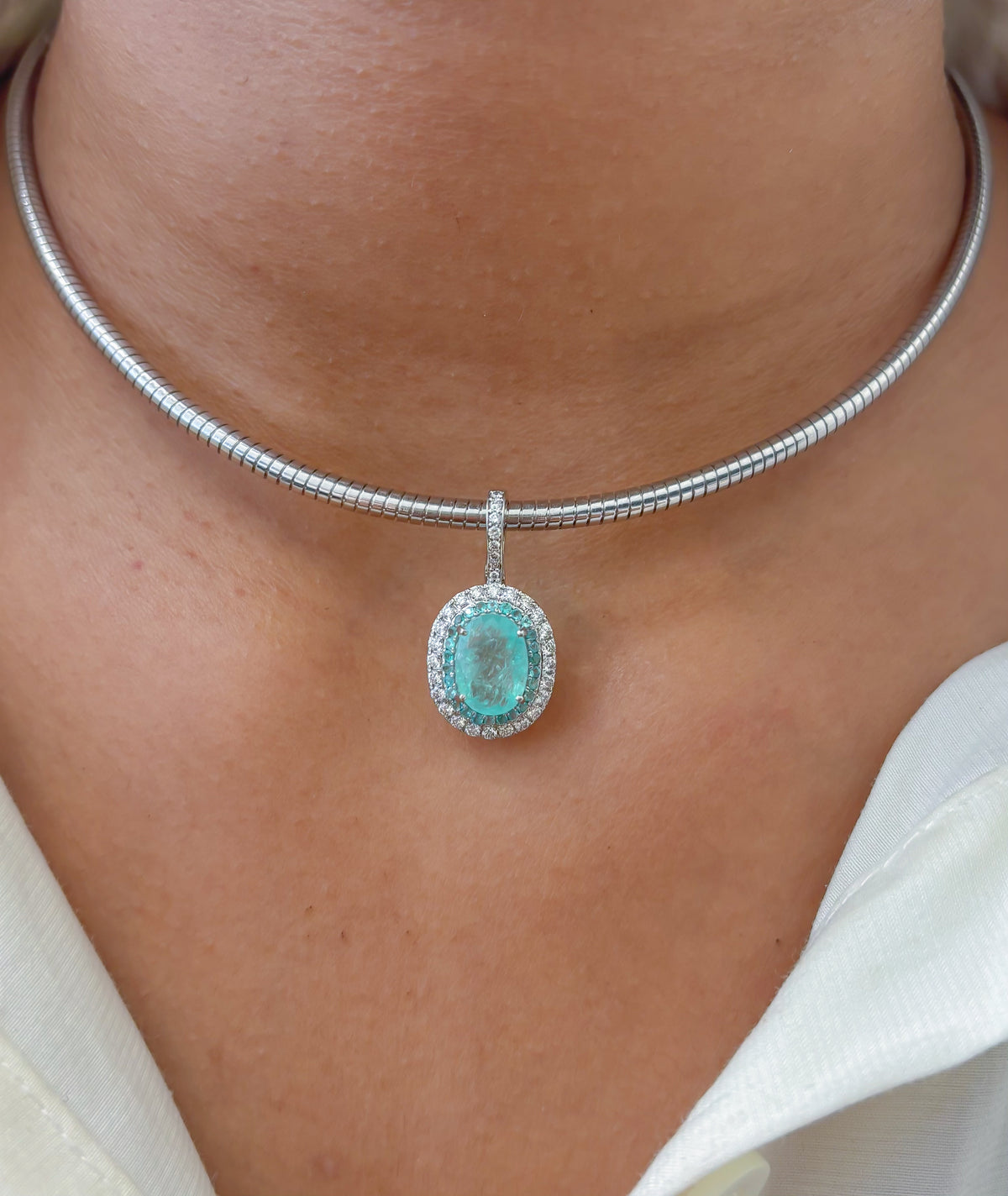 Diamond Paraiba Tourmaline Pendant
