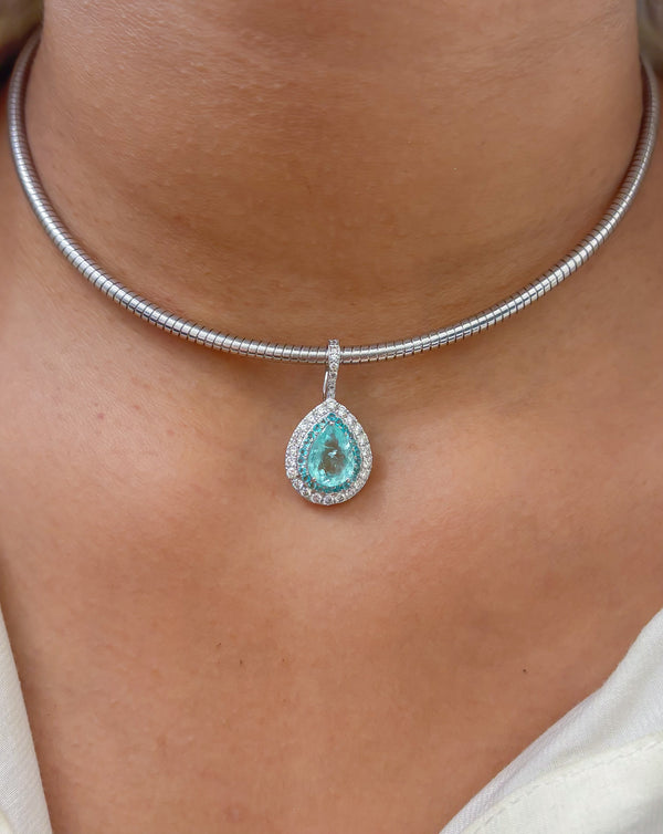Paraiba Tourmaline Diamond Pendant