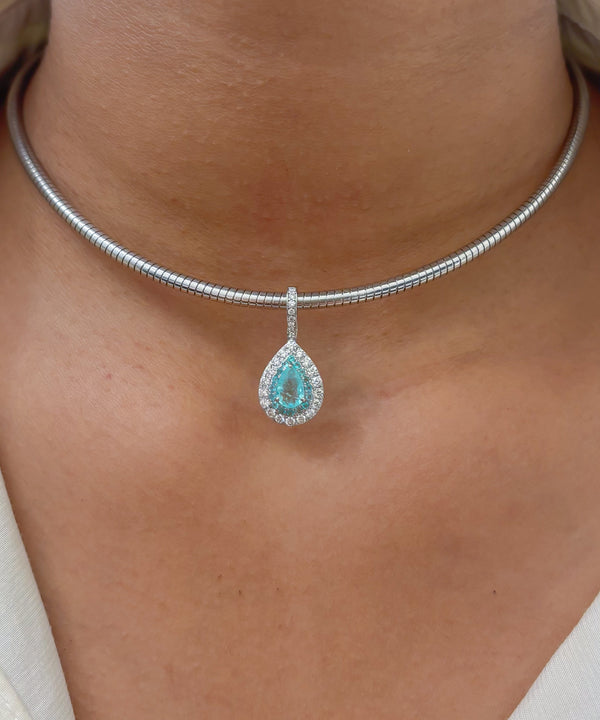 Paraiba Tourmaline Diamond Pendant