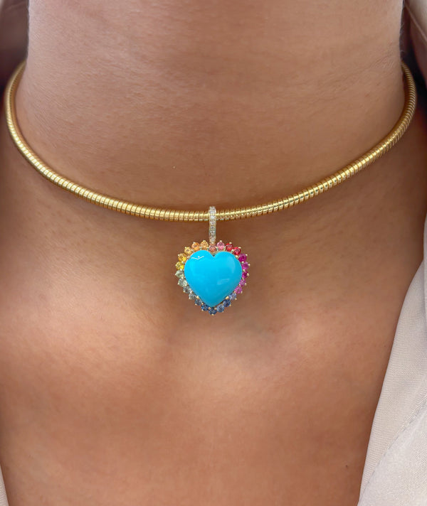 Turquoise Rainbow Sapphire Diamond Pendant