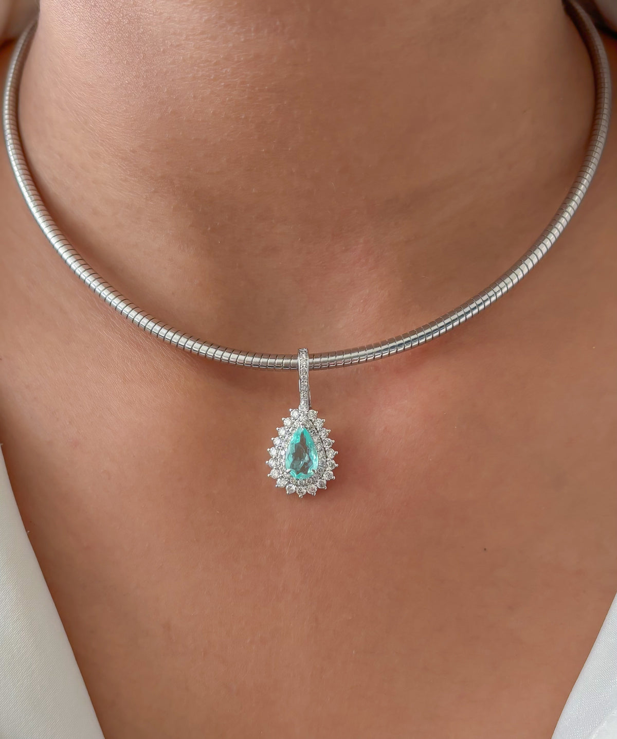 Paraiba Tourmaline Diamond Pendant
