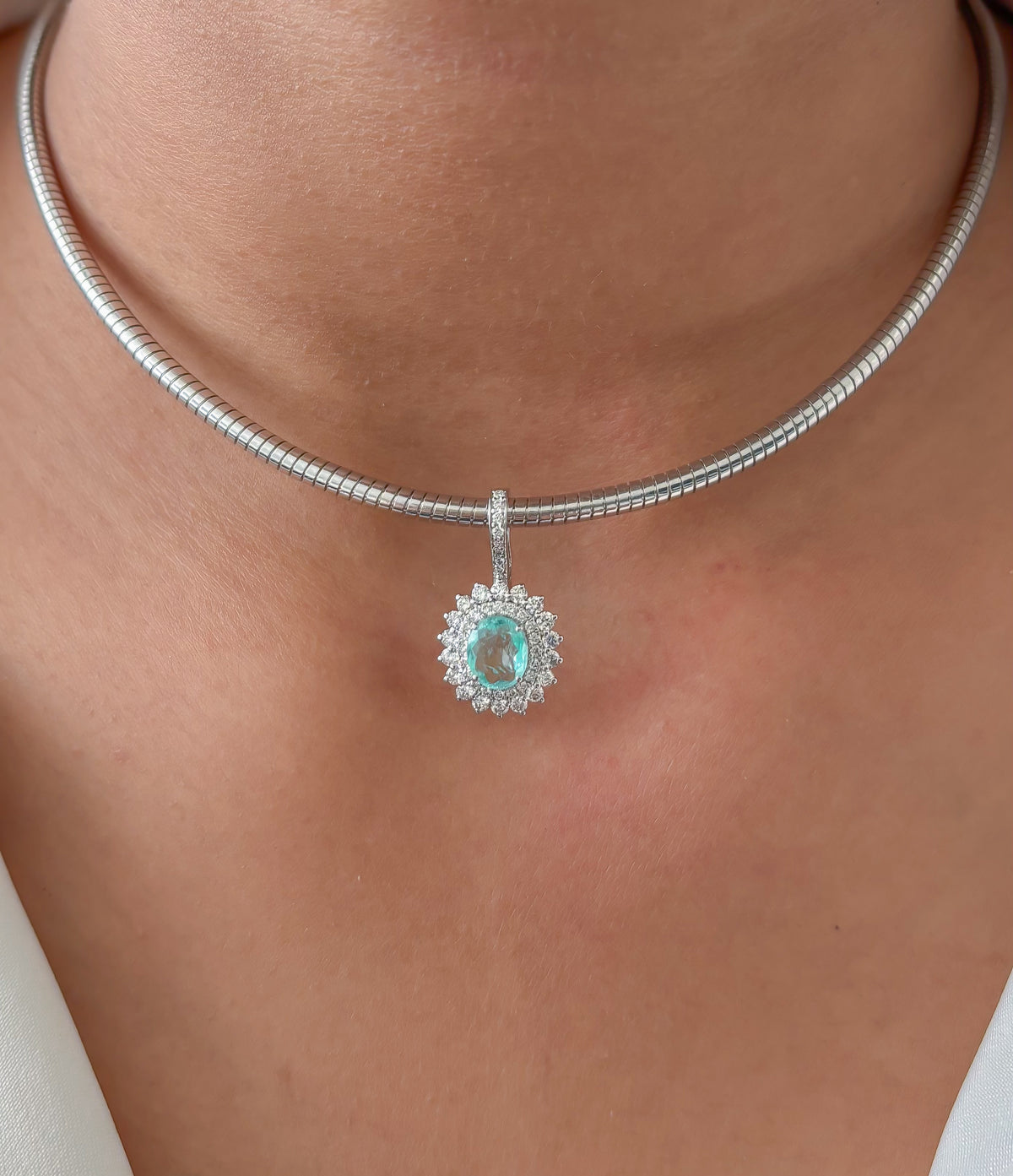 Paraiba Tourmaline Diamond Pendant