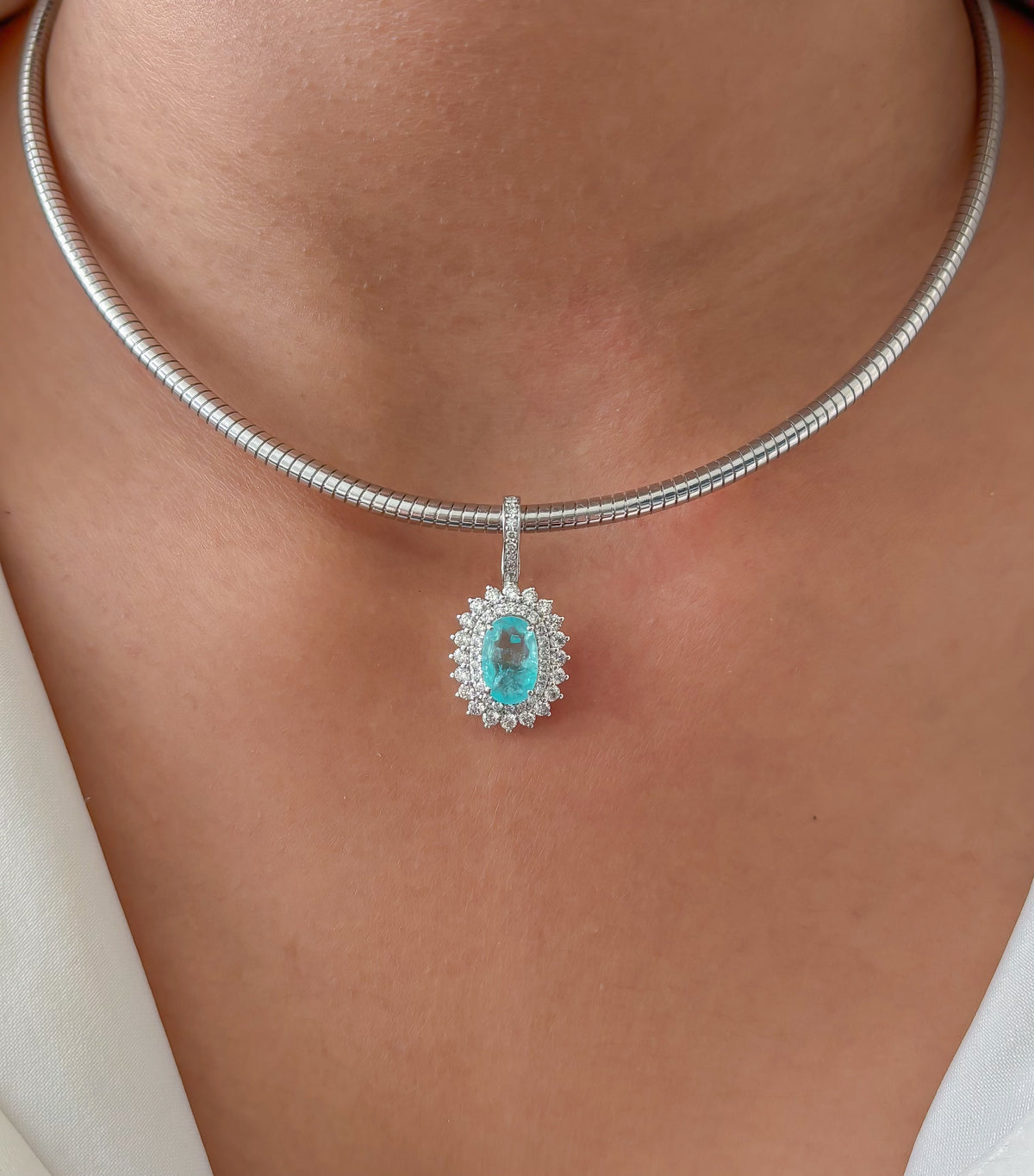 Paraiba Tourmaline Diamond Pendant