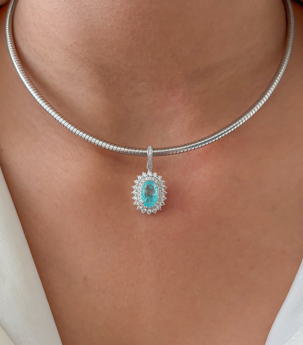 Paraiba Tourmaline Diamond Pendant