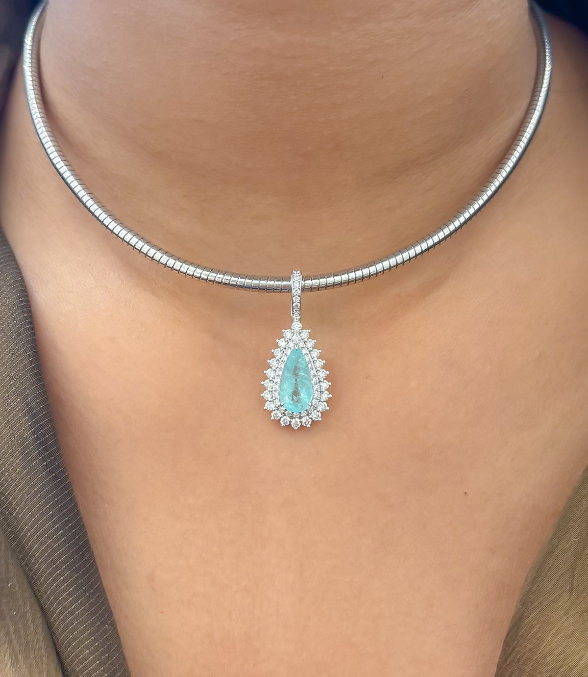 Paraiba Tourmaline Diamond Pendant