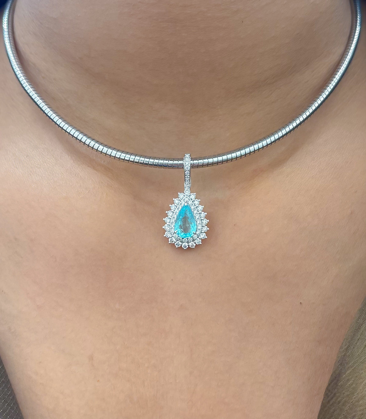 Paraiba Tourmaline Diamond Pendant