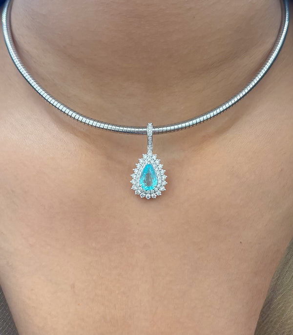 Paraiba Tourmaline Diamond Pendant