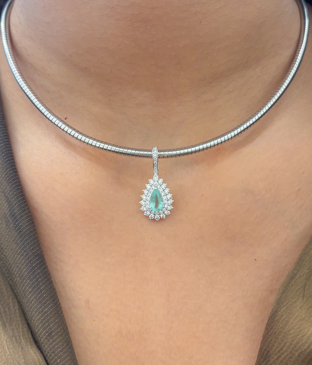 Paraiba Tourmaline Diamond Pendant