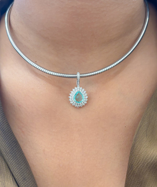 Paraiba Tourmaline Diamond Pendant