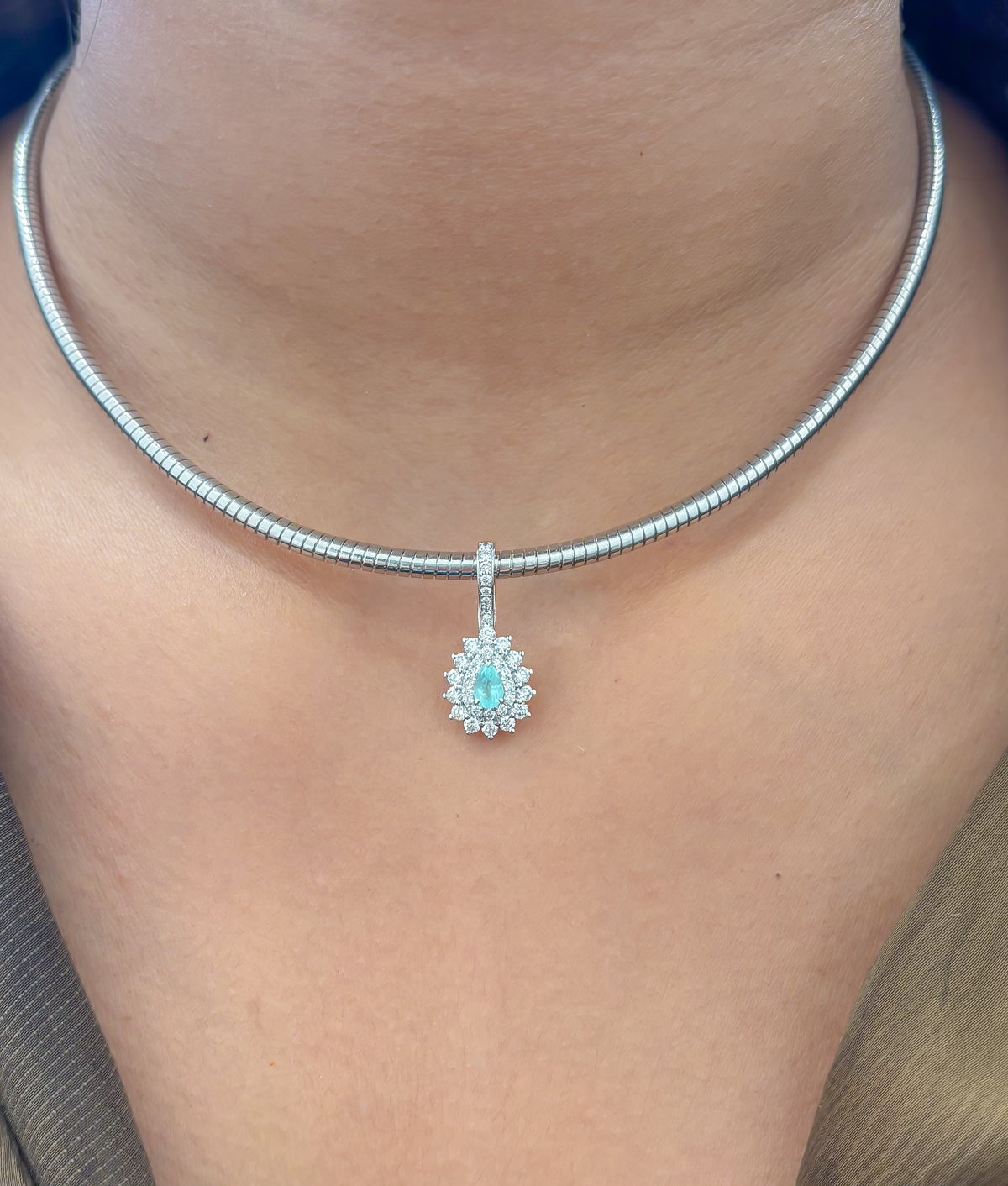 Diamond Paraiba Tourmaline Pendant