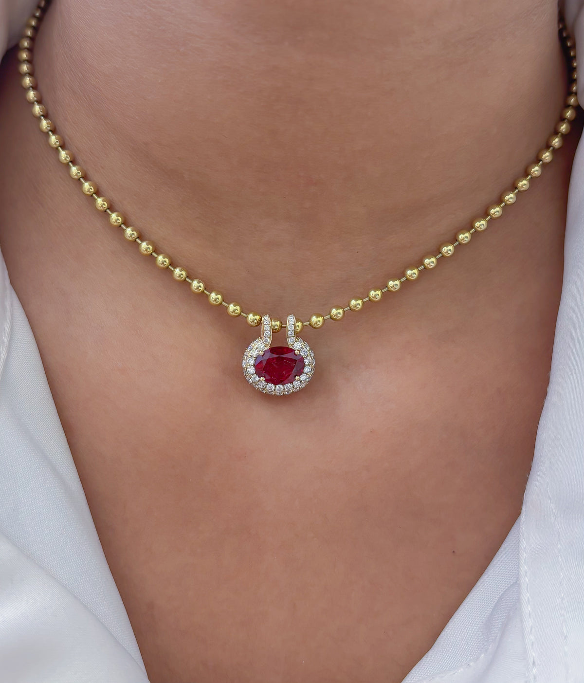 Rubellite Diamond Pendant