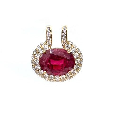 Rubellite Diamond Pendant