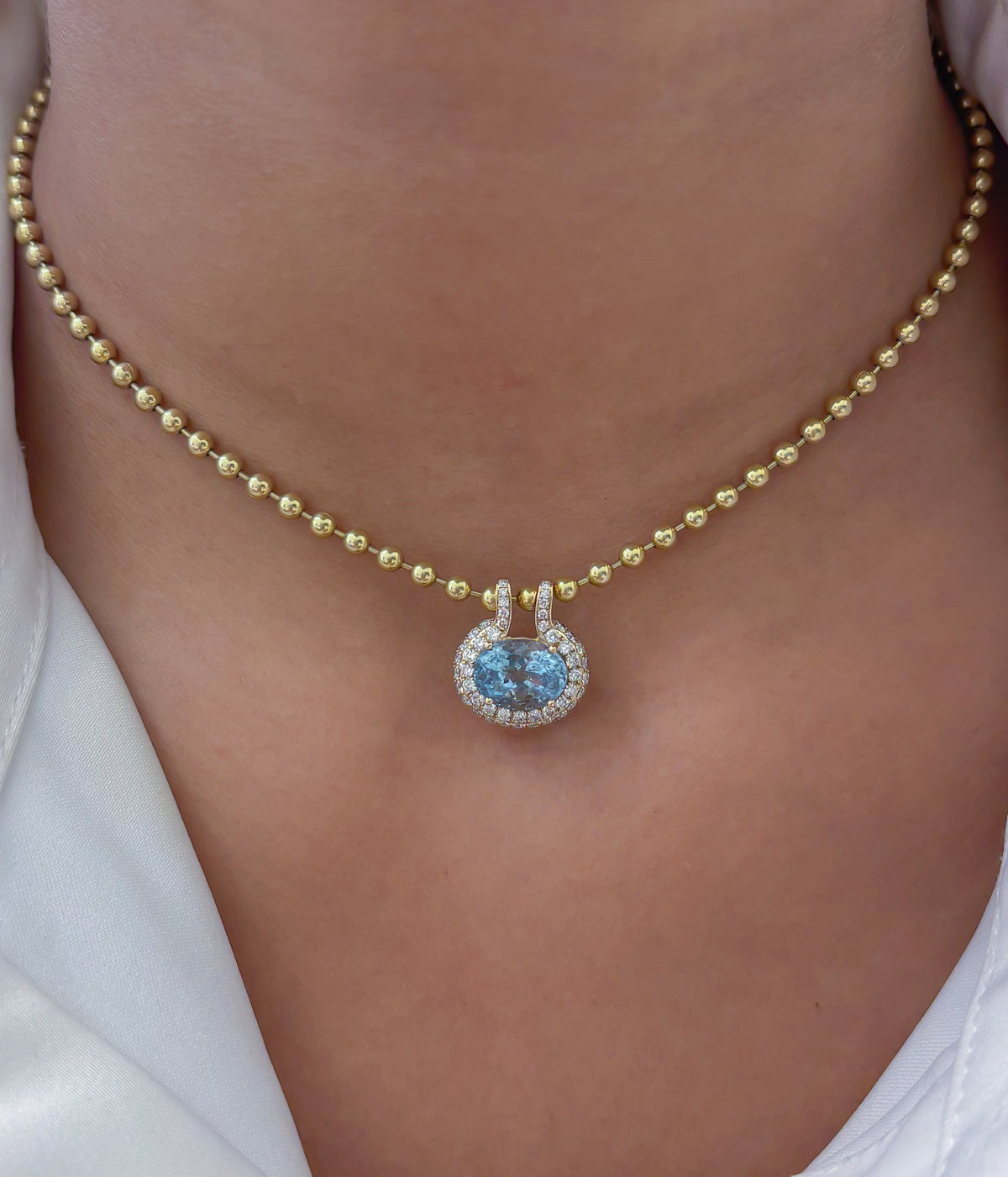 Aquamarine Diamond Pendant