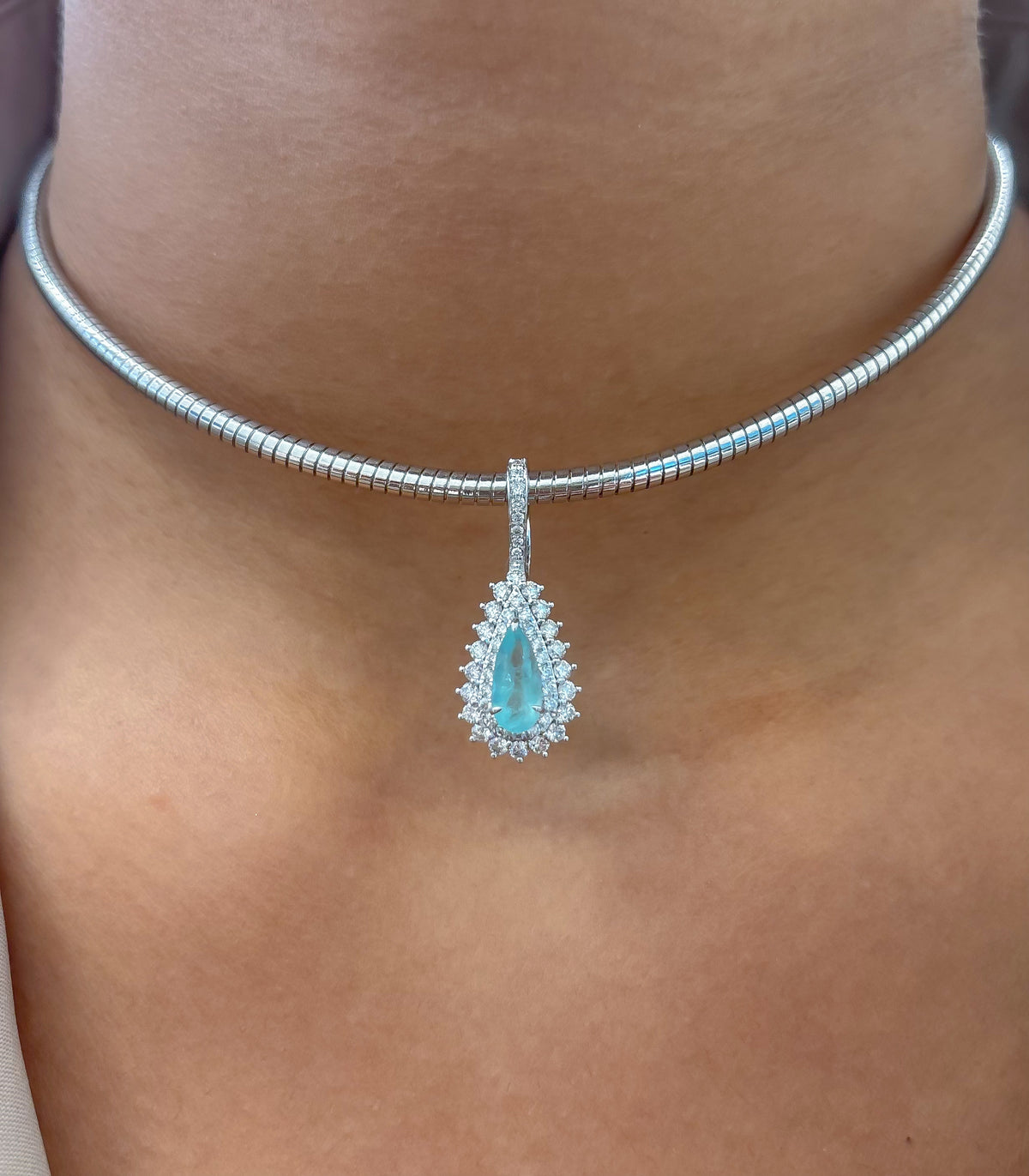 Diamond Paraiba Tourmaline Pendant