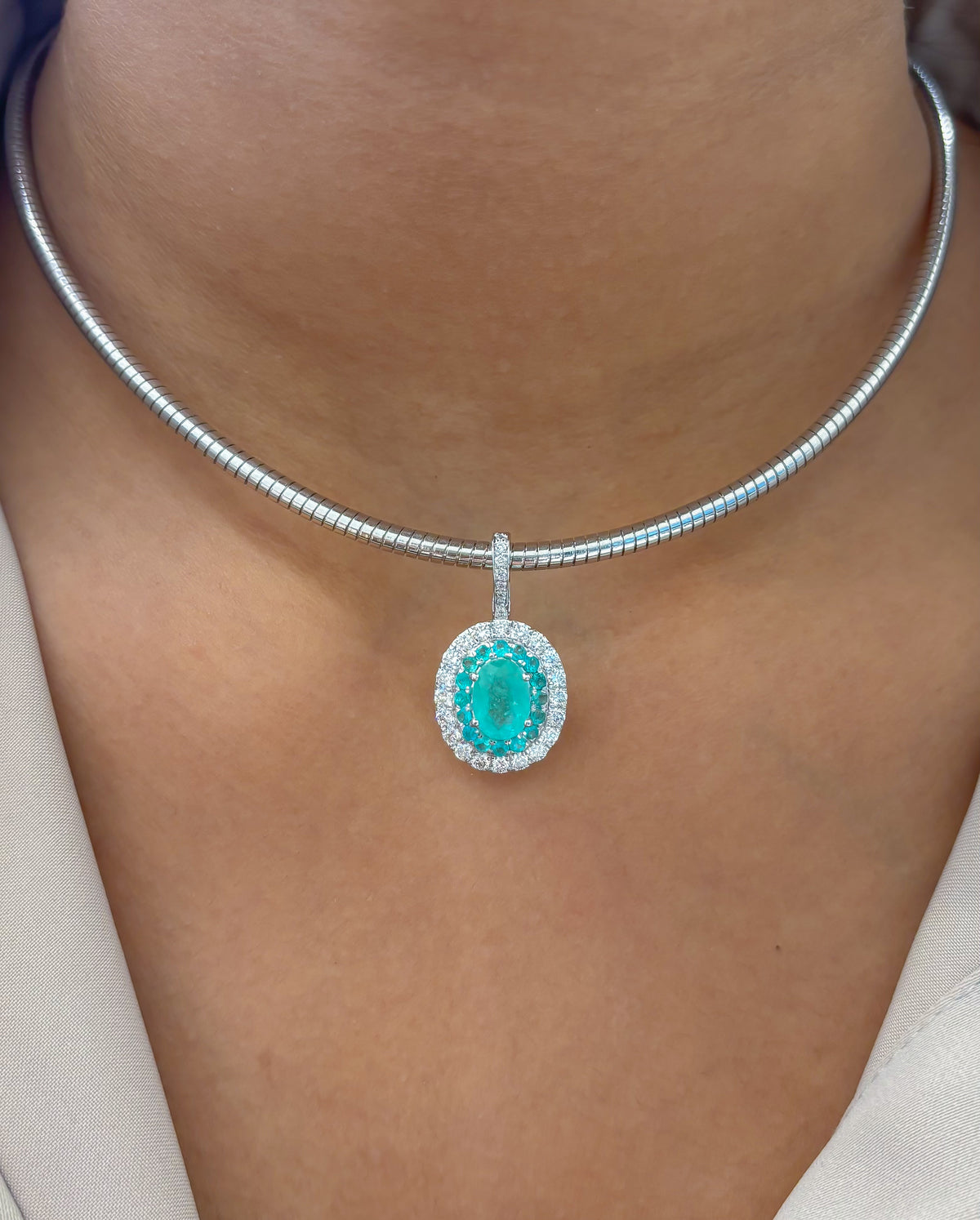 Paraiba Tourmaline Diamond Pendant