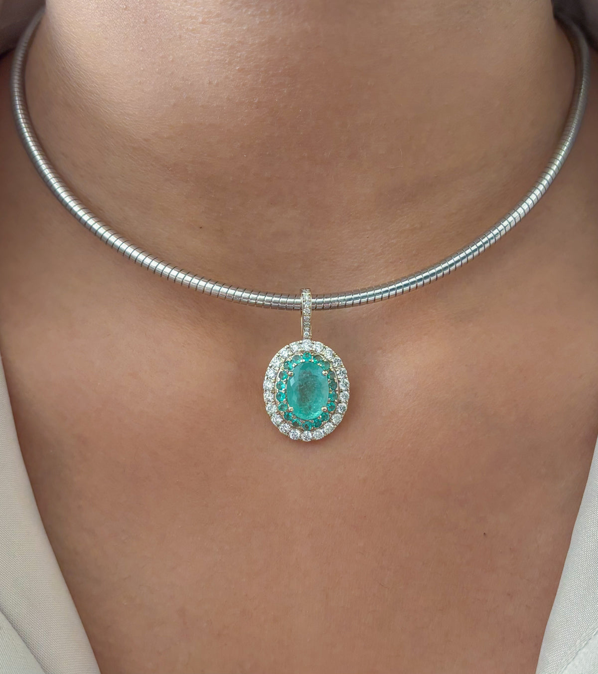 Paraiba Tourmaline Diamond Pendant