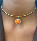 Coral Diamond Pendant