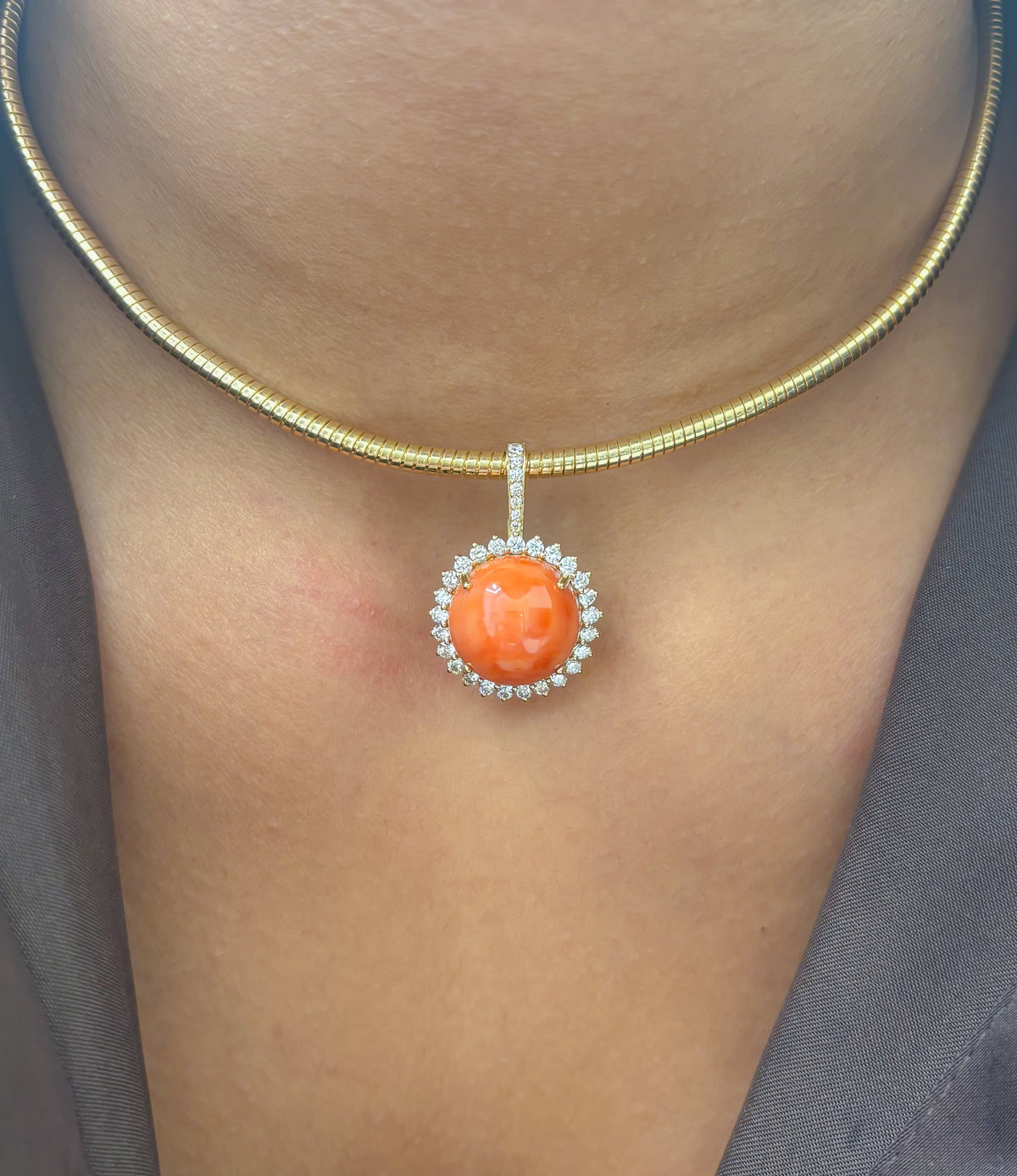 Coral Diamond Pendant