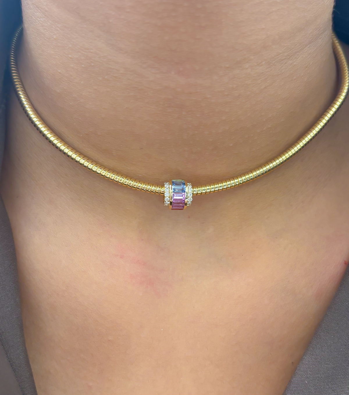 Rainbow Sapphire Diamond Pendant