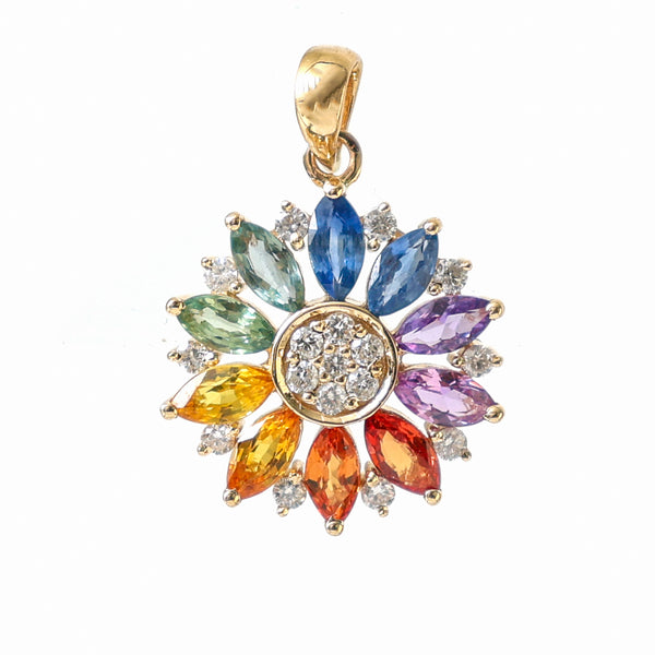 Rainbow Sapphire Diamond Pendant