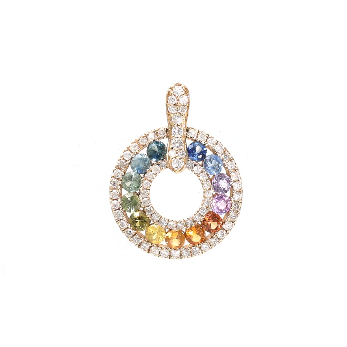 Rainbow Sapphire Diamond Pendant