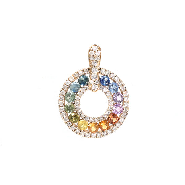 Rainbow Sapphire Diamond Pendant