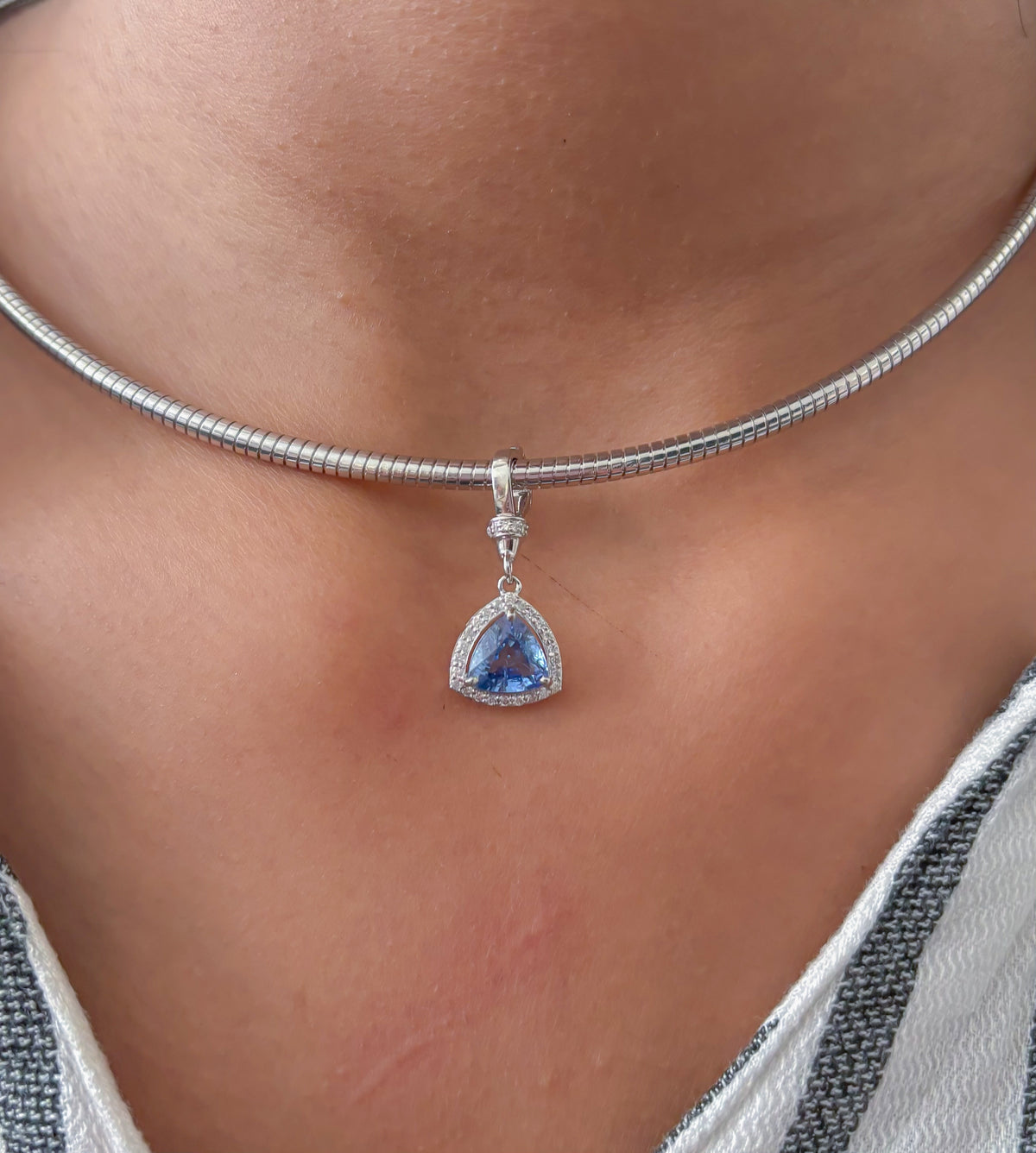 Blue Sapphire Diamond Pendant